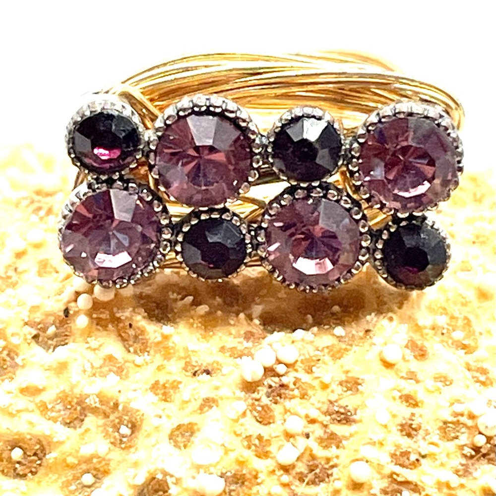 Wire Wrapped Rhinestone Ring Sz 5 - Picture 3 of 6